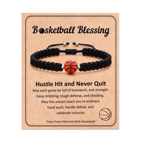 PRICES MAY VARY. [ Basketball Bracelet ] The Basketball bracelet will show your love for Basketball and Sport, reminding you that faith and sportsmanship go hand in hand [ Basketball Party Favors ] This bracelet is a meaningful gift for Basketball players, Basketball teams, Basketball fans, sons, grandsons, friends, and yourself on graduation, Basketball senior night, birthday, Christmas, Valentine's Day, and Other Anniversaries [ Material ] Made from black braided cord and a Basketball charm, t Brother Gift Ideas, Basketball Bracelet, Basketball Party Favors, Brother Ideas, Basketball Senior Night, Teen Gifts, Basketball Gifts, Baseball Gifts, Year Old