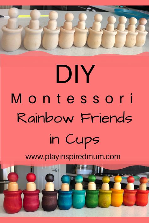 An easy DIY that you can do at home! Add some colour to your childs play using these adorable little wooden peg dolls in their matching coloured cups! Sorting Colors, Wooden Peg Dolls, Diy Montessori, Montessori Diy, Colored Cups, Christmas Prep, Childs Play, Montessori Ideas, Open Ended Toys