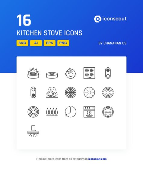 Kitchen Stove  Icon Pack - 16 Line Icons Line Kitchen, Kitchen Stove, Icon Pack, Tools And Equipment, After Effects, Icon Set, Stove, Denmark, Adobe Illustrator