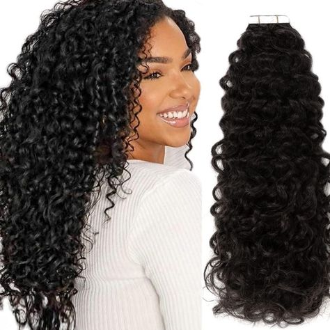 20” Jerry Curly Nat Black 1b Tape In Extensions Human Hair 2pk 150g 60pc Item#Rm Tape In Hair Extensions Human Hair Curly Natural Curly Black Hair Extensions For Black Women 20 Inch, Jerry Curly Tape In Extensions 1b Color Invisible Hair Tape On Extensions 20” - 150g Jerry Curly Tape In Extensions Natural Black Color, 3b 3c Curly Tape On Hair Extensions 150g 60pcs Invisible Tape In Remy Hair Extension Item #Rm 100% Remy Human Hair Remy Hair Is The Highest Quality Human Hair On The Market Which A Natural Curly Black Hair, Extensions Curly Hair, Deep Wave Crochet Hair, Hair Extensions For Black Women, Extensions For Black Women, Ocean Wave Crochet Hair, Synthetic Curly Hair, Curly Crochet Hair Styles, Crochet Hair Extensions