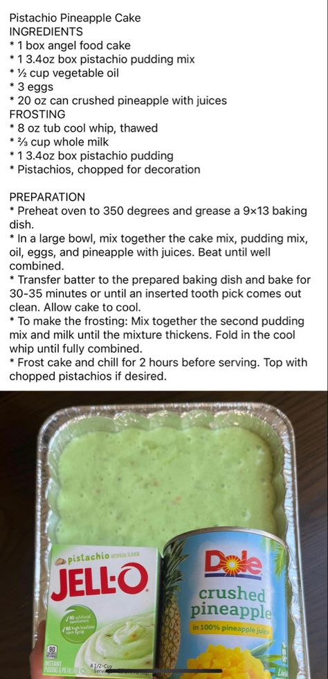 Pistachio Pineapple Cake, Pistachio Cake Recipe, Angel Food Cake Desserts, Pineapple Angel Food, Pineapple Cake Recipe, Pistachio Dessert, Cake Mix Desserts, Angel Food Cake Mix Recipes, Pistachio Pudding