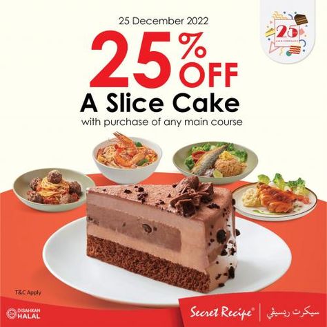 Secret Recipe Cake Malaysia, Slice Cake, 25 December, Recipe Cake, Chocolate Lava, Cake Slice, December 2022, Secret Recipe, Main Course