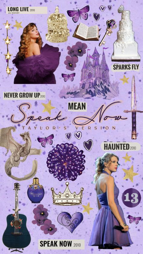 Taylor Swift Speak Now #taylorswift #taylorswiftspeaknow #speaknow #taylorsversion #purple Taylor Swift Haunted, Vintage Paper Printable, Taylor Swift Party, Butterfly Background, Taylor Swift Speak Now, Taylor Swift Cute, Taylor Swift Facts, Taylor Swift Posters, Purple Home