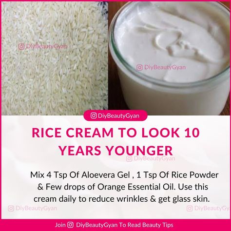 Aloevera Gel + Rice Powder + Orange Essential Oil Rice Powder Recipes, Rice Powder For Skin, Rice Powder Face Mask, Rice Cream, Simple Graphic Design, Remedies For Glowing Skin, Natural Skin Care Ingredients, Diy Beauty Treatments, Clear Healthy Skin