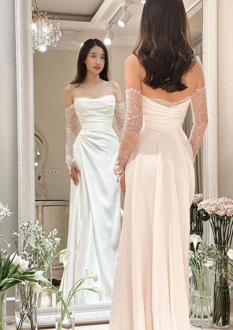 Simple wedding gown minimalist