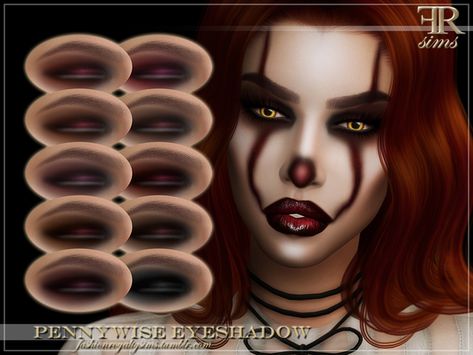 FashionRoyaltySims' FRS Pennywise Eyeshadow Pennywise Eyes, Sims Download, Rose Eyeshadow, Makeup Cc, Sims 4 Anime, Sims 4 Cc Makeup, Sims 4 Downloads, Clown Makeup, Sims 4 Cas