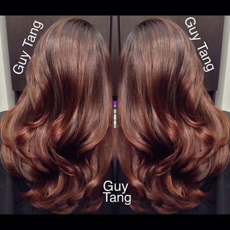 My client Lorena's new hair color makes me hungry for a hot fudge brownie! I love doing tone on tone colors with rich saturated warmth!, I am so over doing ash colors! With foil highlights @framarfoilit @kenraprofessional  20vol with @olaplex ! And final overlay of 7b Demi #guytang #guytangfavorites Hair Change, Fudge Brownie, Guy Tang, Brunette Balayage Hair, Hot Fudge, Tone On Tone, New Hair Colors, Hair Inspiration Color, Reddish Brown