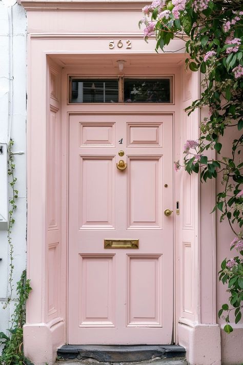 Pink Garage Door, Pink Door Exterior, Angelina Core, Pink Doors, Front Door Pink, Pink Front Door, Apartment Door, Dream Life House, Cottage Exterior