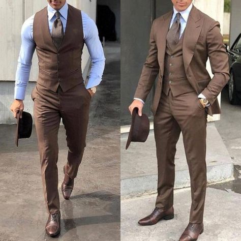 Classy High Quality Wedding Tuxedos Brown Mens Wedding Suits Two Pieces Groom Wear Cheap Formal Suit Vest+Pants Custom Made Mens Tuxedos Wedding Mens Wedding Tuxedos Style From Beautyday, $53.07| DHgate.Com Mens Tuxedos, Tuxedos Wedding, Terno Slim, Wedding Suits Groomsmen, Pants Custom, Herringbone Suit, Tan Suit, Wedding Tuxedo, Sonoma Wedding