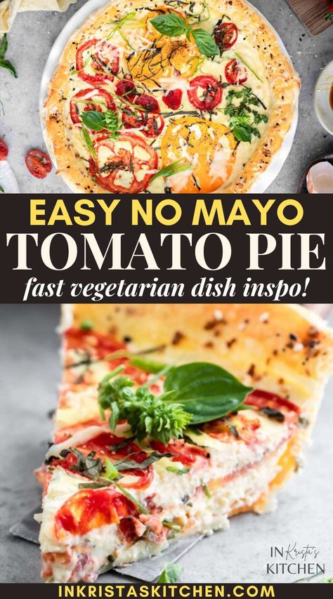 Easy Tomato Pie, Tomato Pie Recipe Easy, Tomato Pie Recipe, Dinner Choices, Cream Cheese Pie, Vegetarian Dish, Bagel Seasoning, Tomato Pie, Garlic Cheese