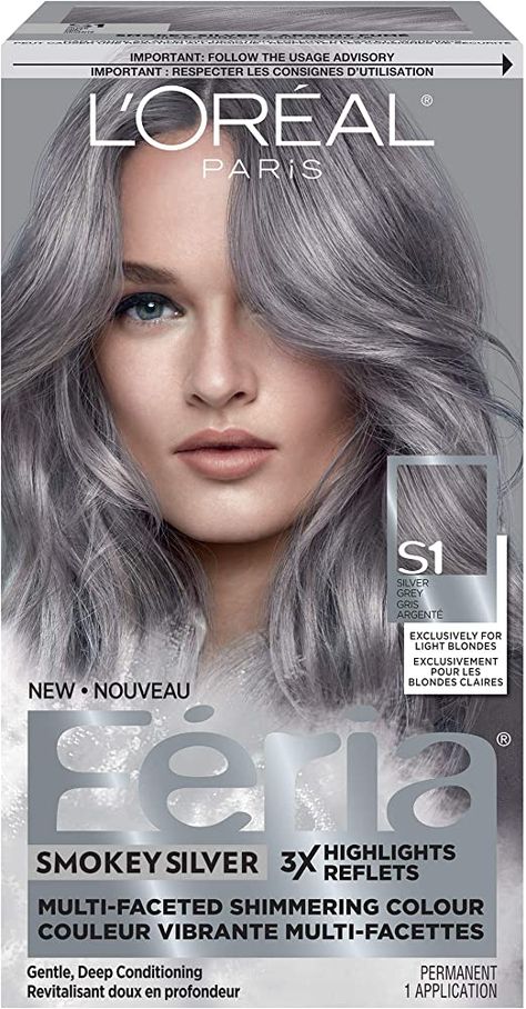 Silver Grey Hair Dye, Silver Hair Dye, Grey Hair Color Silver, Haircuts Mullet, Loreal Hair, Grey Hair Dye, Deep Conditioning Hair, Girl Mullet, Hair Highlights And Lowlights