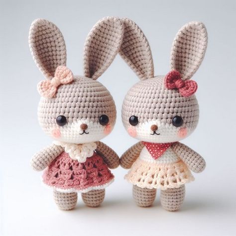 Crochet Bunny Couple Amigurumi Pattern Couple Amigurumi, Egg Coaster, Doctor Doll, Bunny Couple, Coaster Patterns, Easter Egg Holder, Crochet Toys Free Patterns, Easter 2024, Amigurumi Rabbit