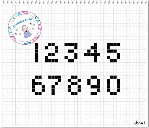 abc41numeros Numbers Pixel Art, Pixel Art Numbers, Pixel Numbers, Cross Stitch Numbers, Easy Pixel Art, Pixel Crochet, Pixel Pattern, Bead Loom Bracelets, Perler Beads Designs