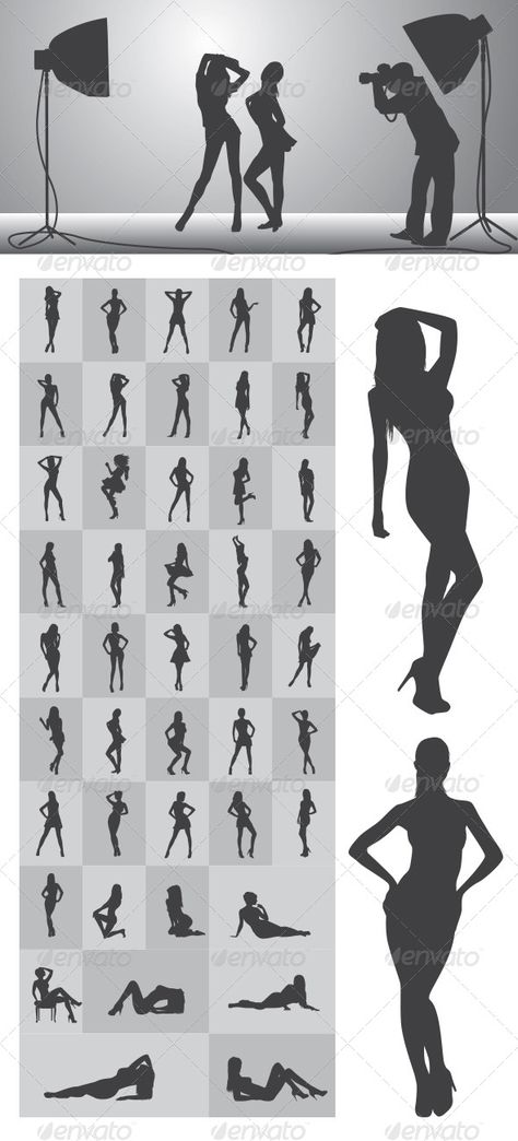 Girl Silhouettes - People Characters Laid Back Photoshoot, Standing Up Poses For Pictures, Photoshoot Ideas For Birthday Woman, Photoshoot Ideas Creative Black Women, 29 Birthday Photoshoot Ideas For Women, Super Model Poses, White Corset Photoshoot, Runway Model Poses, Clothing Modeling Poses