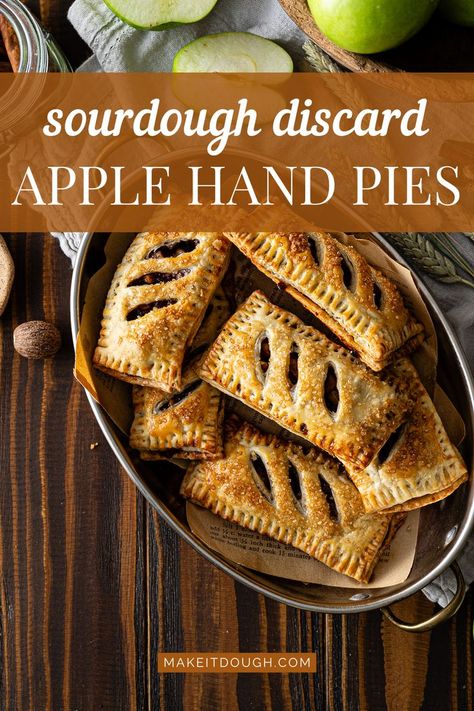 Apple Hand Pie Recipe, Sourdough Discard Apple, Sourdough Crust, Sourdough Apple, Recipe Using Sourdough Starter, Sourdough Bread Starter, Apple Hand Pies, Sourdough Starter Discard Recipe, Bread Starter