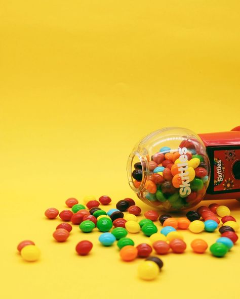 Candy: Skittles Skittles Photography, Skittles Aesthetic, Skittles Ad, Rakhi Shoot, Candy Skittles, Candy Photos, Candy Photoshoot, Candy Photography, Spicy Candy