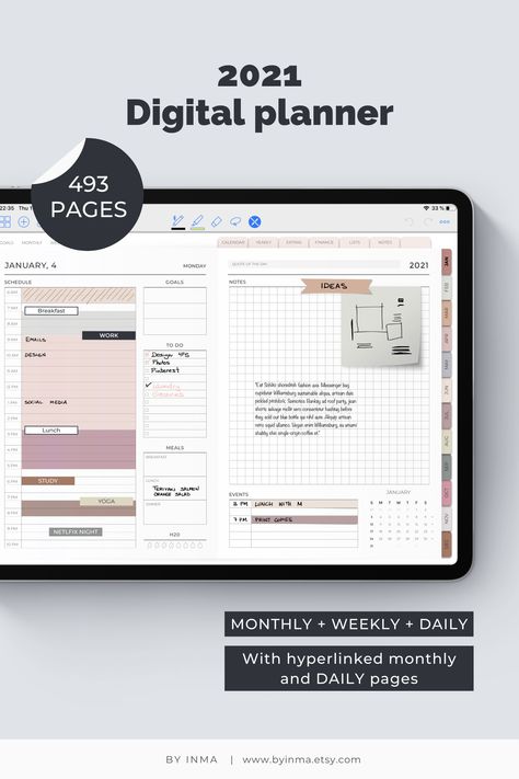 Digital Planner For Ipad, Digital Planner For Goodnotes, Weekly And Monthly Planner, Planner For Ipad, Planner For Goodnotes, Digital Planner Goodnotes, Planner Layouts, Png Stickers, Work Email