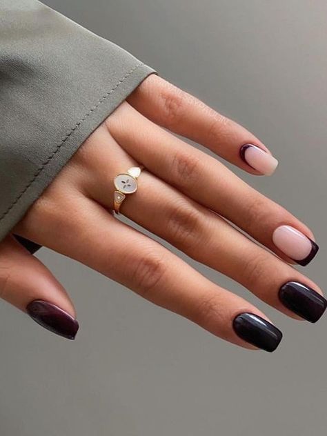 Nails November 2023, Simple Gel Nails Classy, Gel Nails November, Classy November Nails, Autumn Nails Black, Fashion Nails Classy, Long Acrylic Nails Black, Nail November, Elegant Autumn Nails