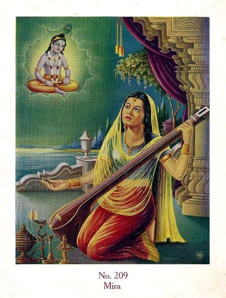 Mira (Meerabai) - vintage art indian print Meera Bai, Shri Hari, Vintage Art Paintings, Krishna Drawing, Pichwai Paintings, Shiva Wallpaper, Vintage Art Print, Hindu Mythology, Shri Krishna