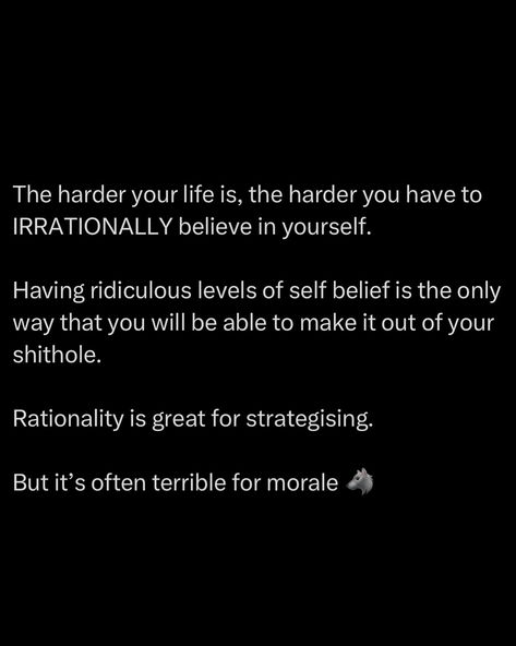 You need irrational self confidence. There’s no point in self sabotaging. You have to believe that you are the man who is able to pull things off in which no one believes in. Napoleon Hill - “Whatever the mind of man can conceive and believe, it can achieve.” I released the Tactician’s Handbook a week ago. It contains 99 Dark strategies to Outsmart and Overpower People Tap the website at the top of my page to learn how to become a master strategist ☝️ #selfbelief #napoleonhill #selfco... May The Best Man Win, Avery Grambs, Self Sabotaging, The Best Man, Babe Quotes, Books For Self Improvement, Positive Inspiration, Really Good Quotes, Note To Self Quotes