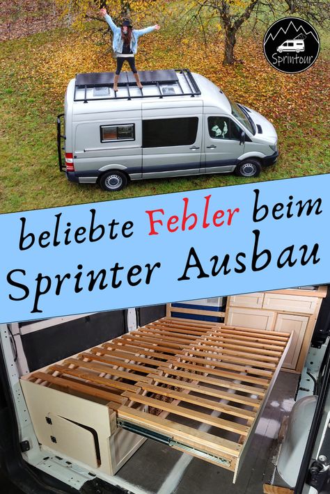 Fehler beim Camper Ausbau - So baust du einen Sprinter Ausbau Vw T5 Camper, Caddy Camper, Mercedes Sprinter Camper, Suv Camper, Auto Camping, Camper Diy, T5 Camper, Camping Van, Sprinter Camper