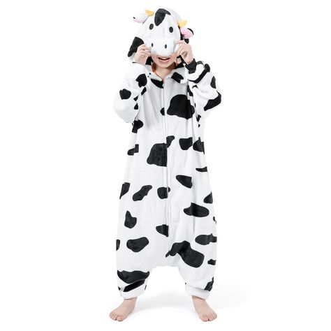 PRICES MAY VARY. 【HIGH QUALITY】: GALLETY's cow onesie for kids blends comfort and joy, crafted from plush, warm material to keep children cozy and their skin soft on chilly winter days. The convenient zipper closure allows for easy dressing, and the loose fit accommodates layering over clothes or jackets with ease. Highlighted by its lively cow design, it's the perfect choice to enhance any child's cosplay outfit! 【COW COSTUME SIZING】: Discover GALLETY funny cow onesie, available in 3 sizes: 5-6 Kids Cow Costume, Cow Onesie, Cow Halloween Costume, Cow Costume, Onesie Costumes, Funny Cow, Cow Design, Animal Costumes, Treat Ideas