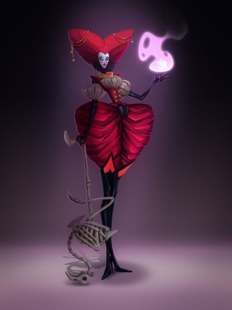 ArtStation - Queen of hearts, Julia Kvavidze Queen Of Hearts Oc, Queen Of Hearts Alice In Wonderland, Queen Of Hearts Character Design, Queen Of Hearts Concept Art, Queen Of Hearts Animated, Gothic Queen Of Hearts, Queen Of Hearts Art, Queen Of Hearts Illustration Art, Alice In Wonderland Cartoon