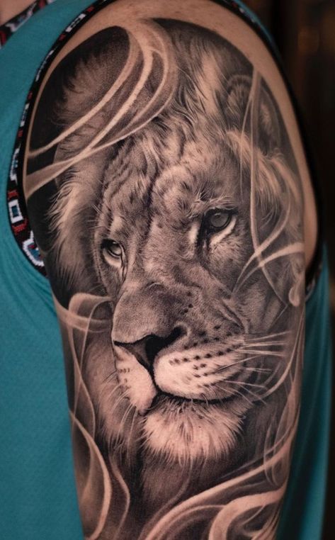 Eye-Catching Lion Tattoos Lions Tattoo, Big Cat Tattoo, Lion Canvas Art, Baby Tattoo, Lion Sketch, Lioness Tattoo, Tattoo Lion, Lion Tattoo Sleeves, Mens Lion Tattoo