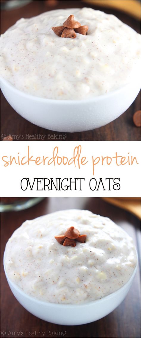 Snickerdoodle Protein Overnight Oats -- just 6 healthy ingredients & 16g+ of protein! They have the texture of cake batter & taste like buttery snickerdoodle cookies! Protein Overnight Oats, Sweet Bites, Overnight Oat, Snickerdoodle Cookies, Mongolian Beef, Protein Packed Breakfast, What's For Breakfast, Healthy Ingredients, Overnight Oats Recipe