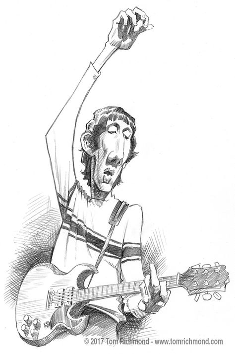 Tom Richmond, Guitarist Art, Musician Art, Rock N Roll Art, Caricature Sketch, Client List, Pete Townshend, Funny Caricatures, Caricature Artist