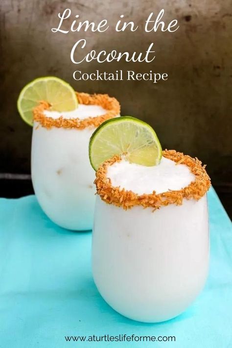 This Lime in the Coconut Cocktail Recipe combines fresh lime juice, coconut milk and crushed ice for a refreshing summer daiquiri! The non-alcoholic version is just as good and resembles a Brazilian Lemonade! Cocktail Coconut, Coconut Cocktail, Lime In The Coconut, Brazilian Lemonade, Daiquiri Cocktail, Rum Recipes, Coconut Drinks, Boozy Drinks, Jello Shots