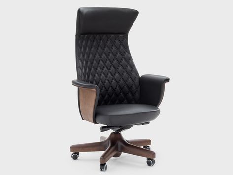 CHARME | Executive chair By Viganò Luxury Office Chairs, Office Armchair, Office Chair Design, Modern Office Chair, Vigan, Luxury Office, Black Office Chair, Contemporary Office, Leather Office