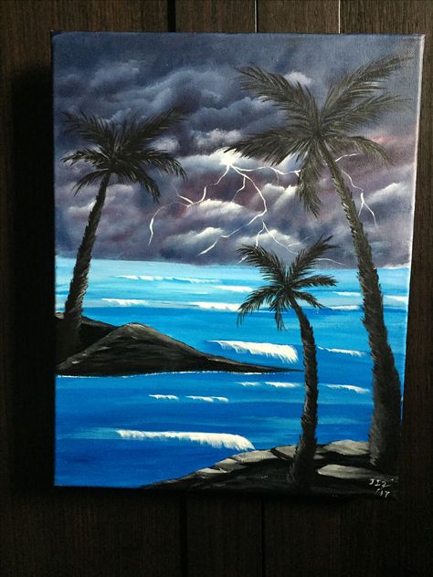 Summer storm acrylic on canvas Storm Painting Easy, Storm Painting, Summer Storm, Painting Easy, Beach Painting, Painting Class, Acrylic On Canvas, Painting Inspiration, Canvas Painting