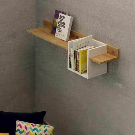 Cleobury Wall Shelf 17 Stories Simple Bookshelves, Unique Wall Shelves, Shelf Decor Bedroom, Wall Shelves Bedroom, Bookshelves In Bedroom, Floating Shelf Decor, Commercial And Office Architecture, Corner Wall Shelves, Shelves Design