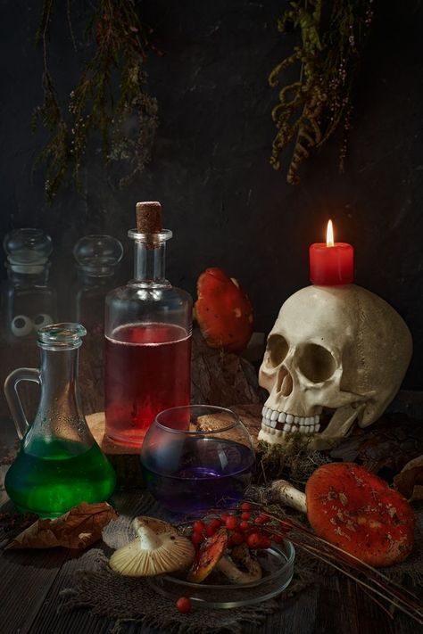 ark; wiccan; pagan; evil; manuscript; candle; glass; on the table; pentacle; mushrooms; diabolic; skull; paganism; witchcraft; charms; mug; magic; orange; wooden; table; background; symbol; satan; halloween; altar; scary; esoteric; ritual; cabala; old; spirituality; ancient; pentagram; talisman; mystic; esoterica; devil; astrology; cult; mysticism; demon; horror; gothic; occultism; satanic; spiritual; witch; vintage; black Witch Spells, Poisonous Mushrooms, Voodoo Spells, Gothic Romance, Skull Painting, Witch Spell, Still Life Drawing, Painting Still Life, Still Life Art