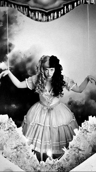 Dark Melanie Martinez Aesthetic, Black And White Melanie Martinez Poster, Dark Melanie Martinez Wallpaper, Melanie Martinez Dark Aesthetic, Dark Melanie Martinez, Melanie Martinez Black And White, Melanie Martinez Songs, Melanie Martinez Drawings, Grey Aesthetic