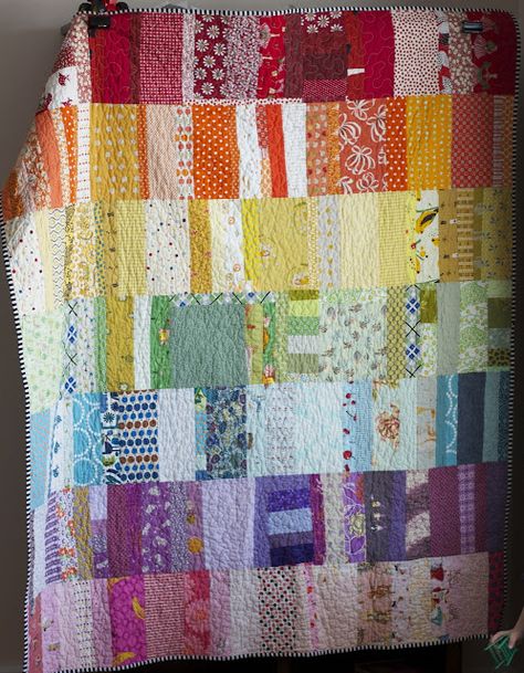 Rainbow Quilts Ideas, Rainbow Quilts, String Quilts, Patchwork Blanket, Rainbow Quilt, Scrap Quilt, Strip Quilts, Quilts Ideas, Quilt Designs