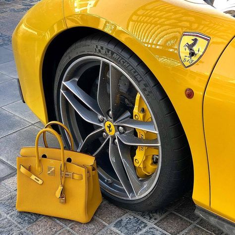 Yellow Car, Hermes Handbags, Yellow Aesthetic, Celine Luggage Bag, Bvlgari Bags, Celine Bag, Chloe Bag, Hermes Bags, Mellow Yellow