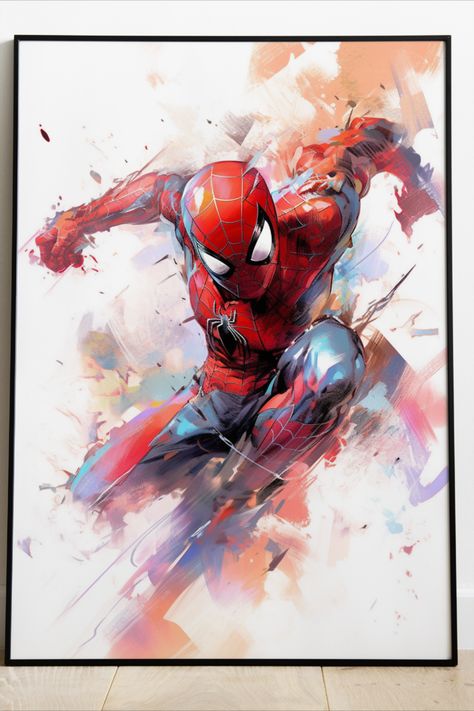 Spiderman Watercolor, Peter Parker Miles Morales, Spiderman Painting, Avengers Poster, Prints Poster, Miles Morales, Gaming Room, Peter Parker, Watercolor Art Prints