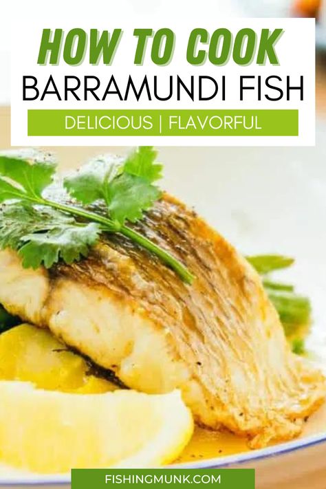 Learn How To Cook Barramundi Fish! Barramundi is not only enjoyable to eat, but it also offers a pleasant culinary experience. With its mild flavor and succulent texture, this fish is a delight to savor. So, if you've been curious about the taste of barramundi before trying it, rest assured that it is indeed a delicious choice, whether you catch it with a downrigger or enjoy it prepared by a skilled chef. Barramundi Sea Bass Recipes, How To Cook Barramundi Fillets, Barramundi Recipes Healthy, Grilled Barramundi Fish Recipes, Barramundi Fillet Recipe, Oven Baked Barramundi, Baramundi Air Fryer, Barramundi Fish Recipes Air Fryer, Barrimunda Fish