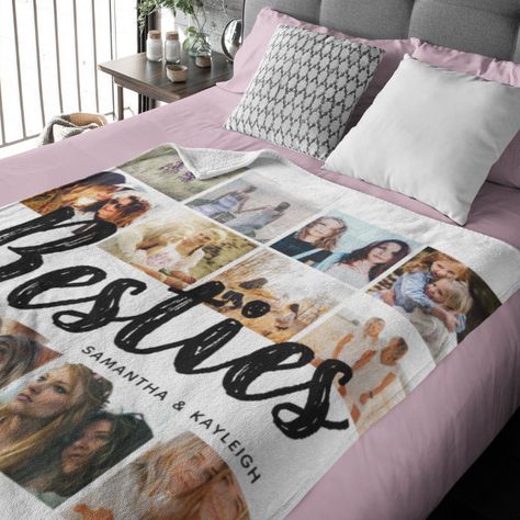 Bestie Birthday, Picture Blanket, Modern Lettering, Bedroom Essentials, Girly Gifts, Personalised Blankets, Modern Gift, Blanket Gift, Customized Blankets