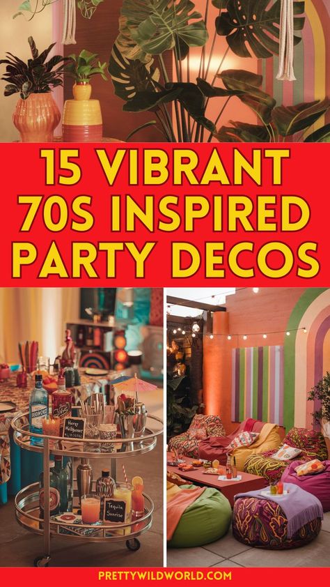 Turn your gathering into a retro extravaganza with our top picks for 70s party decorations! From colorful 70s party decor to eclectic DIY projects, these ideas will inspire you. Set the mood with 70s party decorations centerpieces and iconic lava lamps, creating an authentic atmosphere reminiscent of the 1970s. Your party will be the talk of the town! Groovy 70s Party, Retro Eclectic Decor, 70s Party Decor, Party Decorations Centerpieces, 70s Party Decorations, Eclectic Diy, 70s Party Theme, 70s Theme Party, 70’s Disco