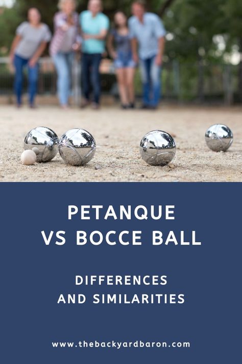 Petanque vs Bocce Ball (Differences and Similarities) Bocce Court Backyard, Turf Backyard, Backyard Party Games, Bocce Ball Court, Bocce Court, Family Backyard, Bocce Ball, Garden Games, Balls Shirt