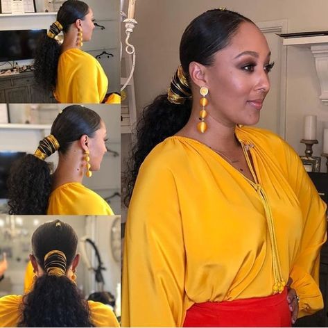 Tamera Mowry 🇧🇸🇺🇸 Slicked Back Hairstyles, Natural Hair Ponytail, Pelo Afro, Slicked Back Hair, Celebrity Hair Stylist, Hair Laid, Low Ponytail, Hair Crush, Ponytail Styles