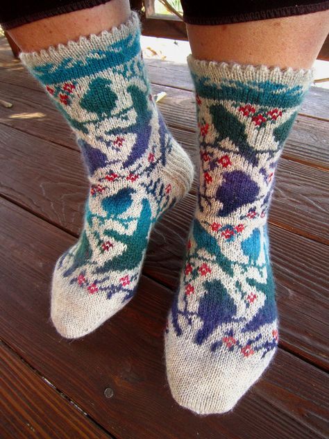 Knit a Pair of Awesome Socks, They Have On Them and the Pattern is FREE! 🐦 #knitting #freepattern #socks Colourful Knitting, Knitted Scarfs, Colorwork Knitting Patterns, Knitted Toys Free Patterns, Knitting Patterns Free Scarf, Colorwork Knitting, Hand Knit Socks, Sock Knitting Patterns, Crochet Socks