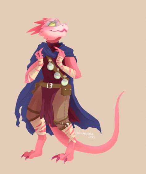 Pink Dragonborn, Kobold Alchemist, Kobold Rogue, Dnd Kobold, Lizard Folk, Dnd Dragonborn, Full Illustration, Dragon Born, Dnd Races