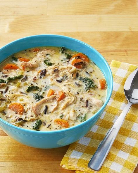 instant pot creamy chicken and wild rice soup Chicken And Wild Rice Soup, Chicken Wild Rice, Chicken Wild Rice Soup, Roasted Red Pepper Soup, Chicken And Wild Rice, Fall Soup Recipes, Wild Rice Soup, Instant Pot Soup, Fall Soups