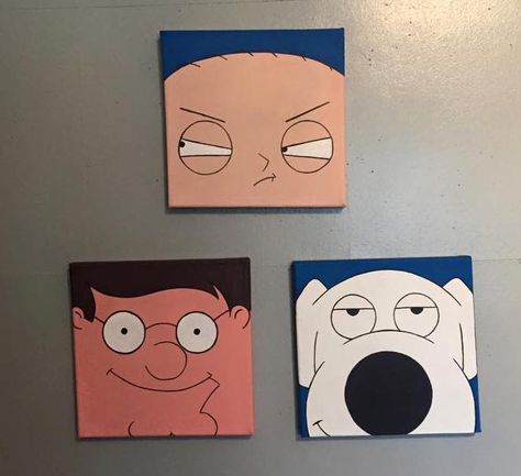 Family Guy Family Guy Painting Ideas, Family Guy Painting Canvases, Family Guy Painting, Family Guy Drawing, Simple Cartoon Paintings, Cartoon Paintings, Disney Canvas Art, Trippy Painting, Hippie Painting