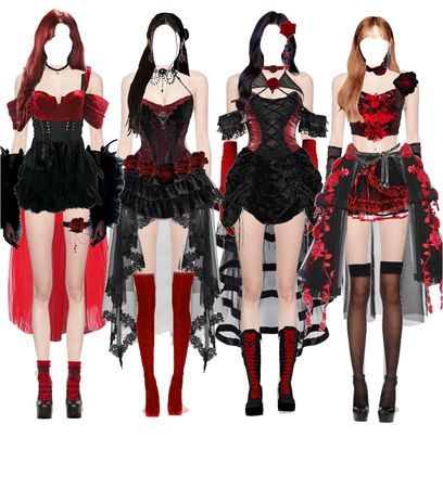 Aespa Drama, Cute Edgy Outfits, Korean Outfits Kpop, Kpop Fits, Bts Inspired Outfits, Preformance Outfits, Outfits Polyvore, Red Outfit, Outfit Shoplook