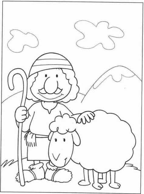 Coloring Pages Of Sheep And Shepherds Jesus Coloring Pages, Lost Sheep, Funny Sheep, The Lost Sheep, Preschool Coloring Pages, Bible School Crafts, Bible Coloring Pages, Coloring Pages For Boys, Church Crafts